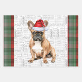 French Bulldog Red Green Holiday Plaid Christmas ラッピングペーパーシート (正面)