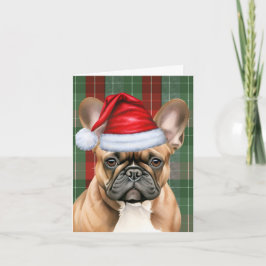 French Bulldog Red Green Seasonal Plaid Christmas シーズンカード