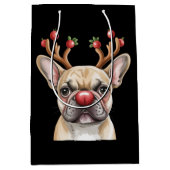 French Bulldog Reindeer Dog Lover Christmas Xmas ミディアムペーパーバッグ (正面)