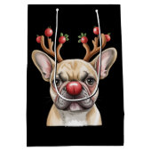French Bulldog Reindeer Dog Lover Christmas Xmas ミディアムペーパーバッグ (裏面)
