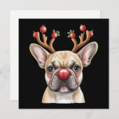 French Bulldog Reindeer Dog Lover Christmas Xmas 招待状 (正面/裏面)