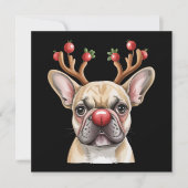 French Bulldog Reindeer Dog Lover Christmas Xmas 招待状 (正面)