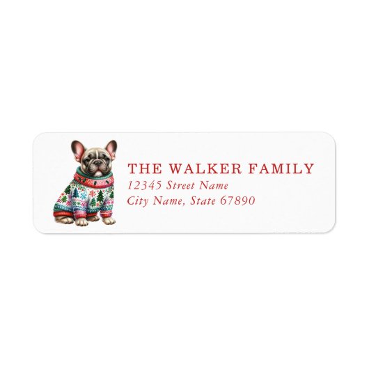 French Bulldog Return Address Labels ラベル (正面)