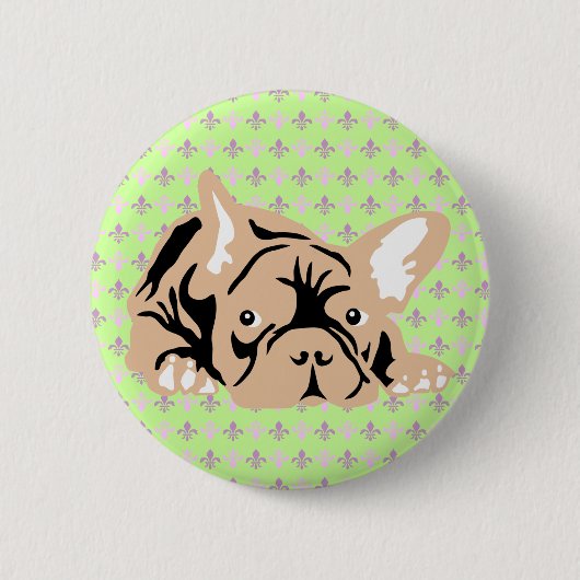 French Bulldog rose 缶バッジ (正面)