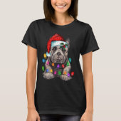 French bulldog santa christmas tree lights tシャツ (正面)