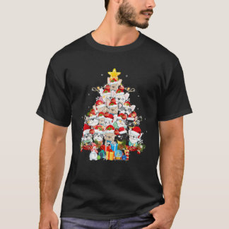 French Bulldog Santa Claus Xmas Tree Lights Merry  Tシャツ