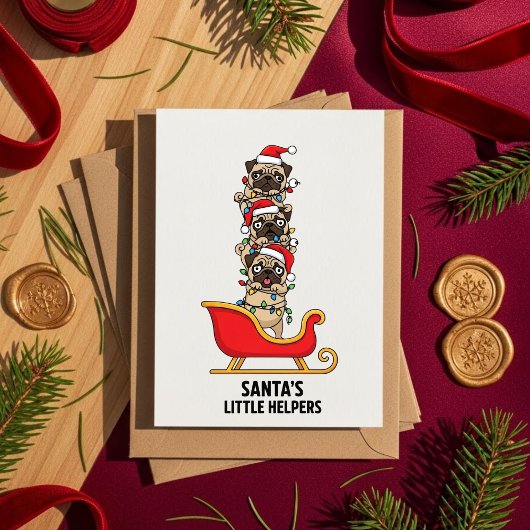 French Bulldog Santa Sleigh Cute Dog  シーズンカード