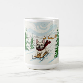 French Bulldog Sledding, Coffee Mug コーヒーマグカップ