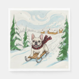 French Bulldog Sledding, Napkins スタンダードランチョンナプキン