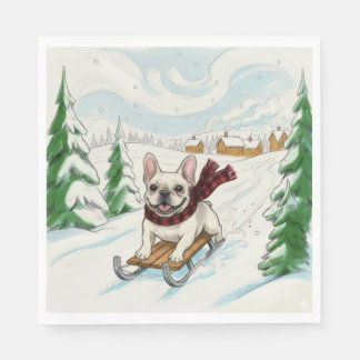 French Bulldog Sledding, Napkins スタンダードランチョンナプキン