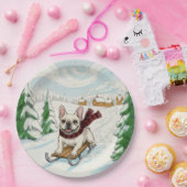 French Bulldog Sledding, Paper Plates ペーパープレート (パーティー)