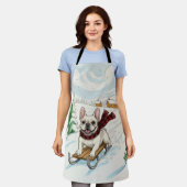 French Bulldog Sledding, Trivet エプロン (着用した状態)