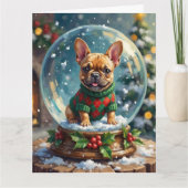 French Bulldog Snow Globe Christmas Sweater カード (正面)