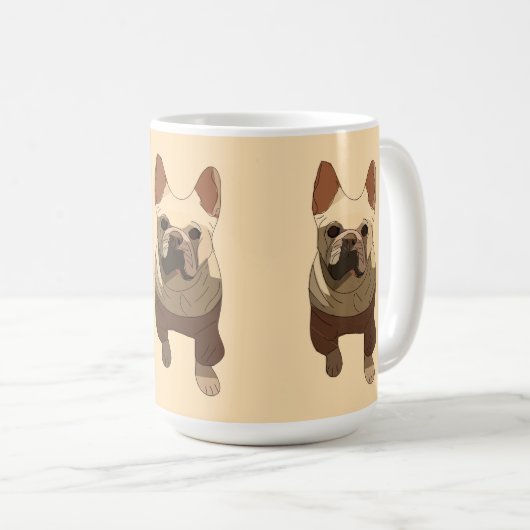 French Bulldog, Soft Peach コーヒーマグカップ (正面右)