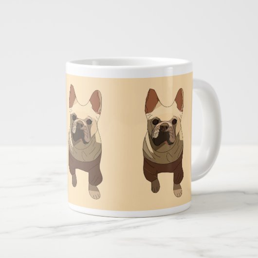 French Bulldog, Soft Peach ジャンボコーヒーマグカップ (正面右)