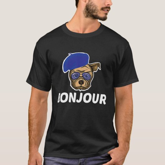 French Bulldog Squad Bonjour  Dog  Quote Tシャツ (正面)