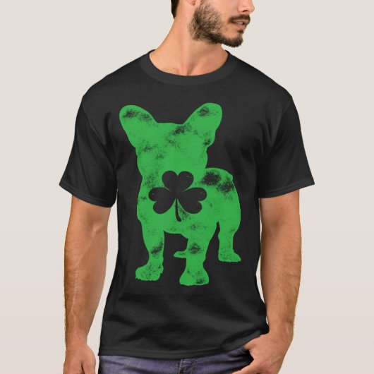 French Bulldog St Patrick s Day Men Women Shamrock Tシャツ (正面)