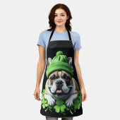 French Bulldog St. Patrick's Day Kleeblatt Glück エプロン (着用した状態)