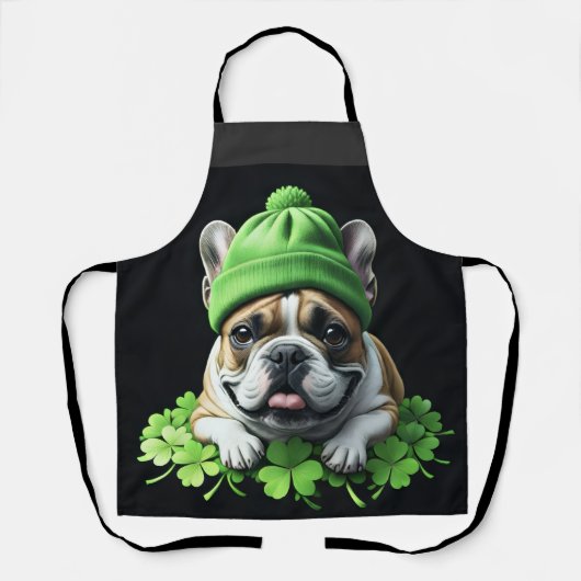 French Bulldog St. Patrick's Day Kleeblatt Glück エプロン (正面)