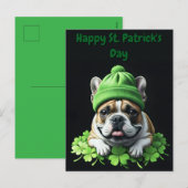 French Bulldog St. Patrick's Day Kleeblatt Glück シーズンポストカード (正面/裏面)
