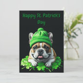French Bulldog St. Patrick's Day Kleeblatt Glück セーブザデート (スタンド正面)