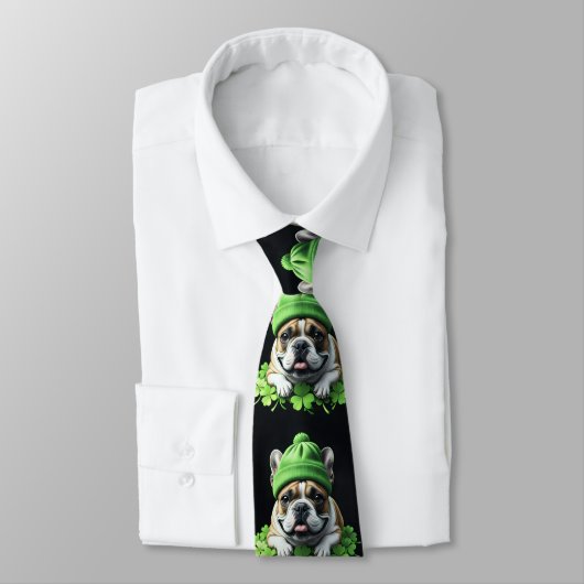 French Bulldog St. Patrick's Day Kleeblatt Glück ネクタイ (タイ)
