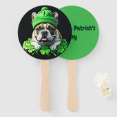 French Bulldog St. Patrick's Day Kleeblatt Glück ハンドファン (正面&裏面)