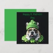 French Bulldog St. Patrick's Day Kleeblatt Glück 招待状 (正面/裏面)