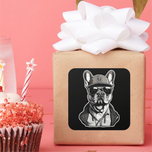French Bulldog Streetwear スクエアシール (パーティー)