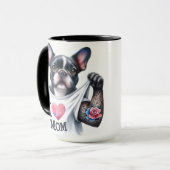 French Bulldog Tattoo I 💗 Mom Coffee Mug Cup マグカップ (正面左)