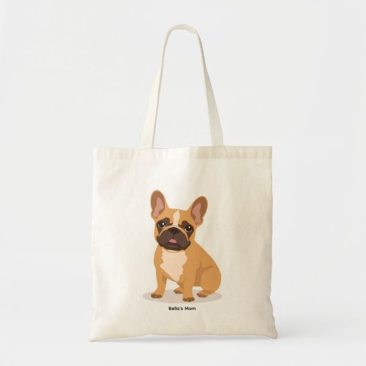 French Bulldog Tote Bag Playful Illustrated Dog トートバッグ (正面)