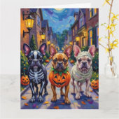 French Bulldog Trick-or-Treating Halloween Costume カード (黄色い花)