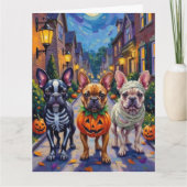 French Bulldog Trick-or-Treating Halloween Costume カード (正面)