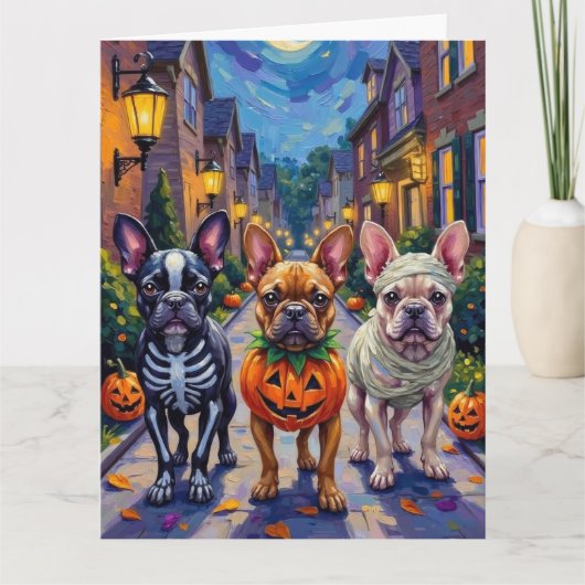 French Bulldog Trick-or-Treating Halloween Costume カード (正面)