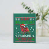 French Bulldog Ugly Christmas Sweater Xmas Pajama ポストカード (スタンド正面)