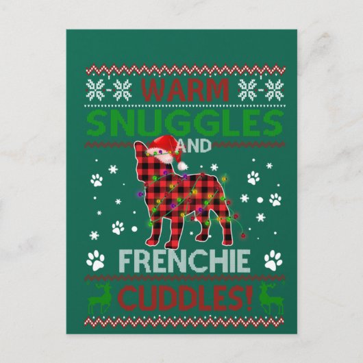 French Bulldog Ugly Christmas Sweater Xmas Pajama ポストカード (正面)