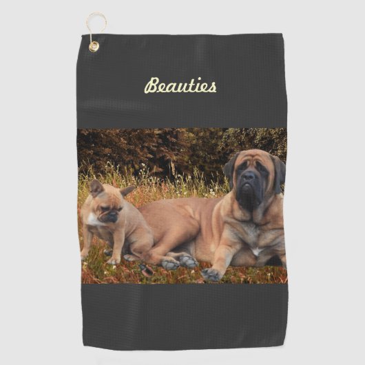 French Bulldog und Mastiff Freunde ゴルフタオル (正面)