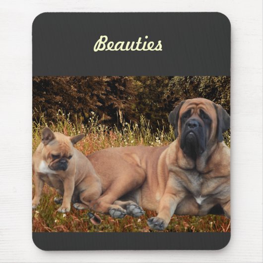 French Bulldog und Mastiff Freunde マウスパッド (正面)
