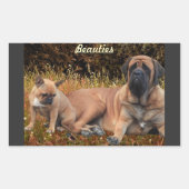 French Bulldog und Mastiff Freunde 長方形シール (正面)
