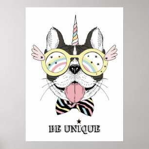 French Bulldog Unicorn ポスター