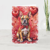 French Bulldog Valentine’s Day Dog with Hearts Red カード (正面)
