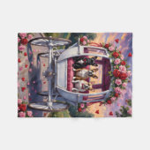 French Bulldog Valentine's Day  フリースブランケット (正面(横))