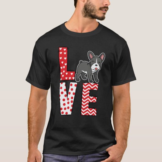 French Bulldog Valentines Day Love Valentine Cute  Tシャツ (正面)