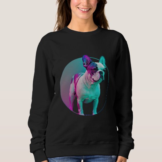 French Bulldog Vaporwave Retrowave Aesthetic スウェットシャツ (正面)