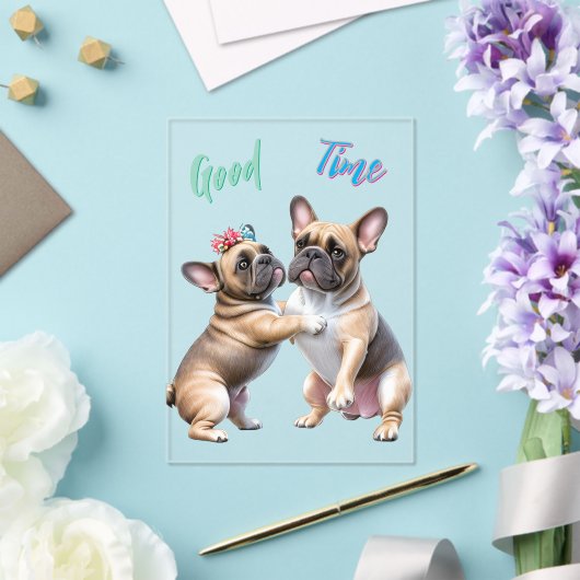 French Bulldog verliebt Valentinstag アクリル招待状 (インサイチュ (ウェディング))