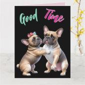 French Bulldog verliebt Valentinstag カード (黄色い花)