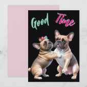 French Bulldog  verliebt Valentinstag  セーブザデート (正面/裏面)