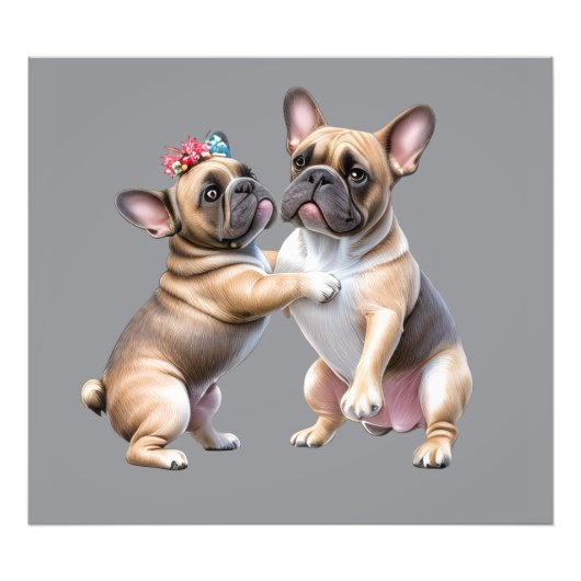 French Bulldog verliebt Valentinstag フォトプリント (正面)