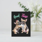 French Bulldog verliebt Valentinstag ポストカード (スタンド正面)