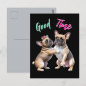 French Bulldog verliebt Valentinstag ポストカード (正面/裏面)